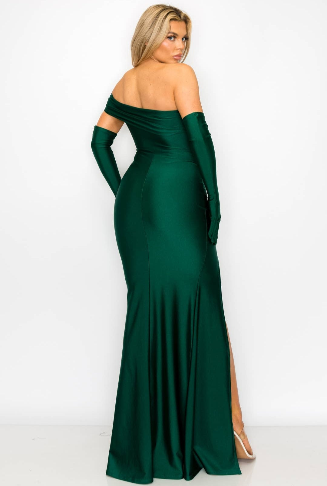 Dalilah Gown With Gloves - Emerald Green Mango's Boutique 1 Dalilah Gown With Gloves - Emerald Green Mango's Boutique 1