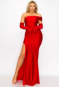 Dalilah Gown With Gloves - Red