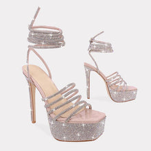 Foxxy Diamond Lace Up Plarform Heels - Nude