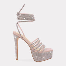 Foxxy Diamond Lace Up Plarform Heels - Nude