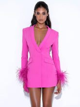 Madeline Feather Blazer Dress - Fuchsia