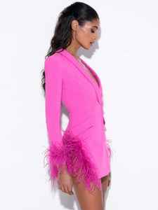 Madeline Feather Blazer Dress - Fuchsia