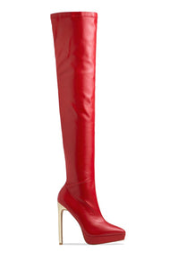 Leyla Over The Knee Platform Heel Boot - Red