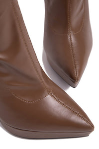 Leyla Over The Knee Platform Heel Boots - Chocolate