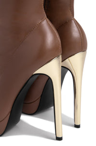 Leyla Over The Knee Platform Heel Boots - Chocolate